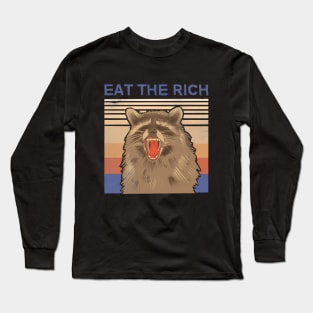 eat the rich distressed retro vintage funny raccoon Long Sleeve T-Shirt